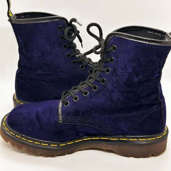 1990s Vintage Dr. Martens 1460 Pascal Purple Velvet Boots - Picture 7 of 7